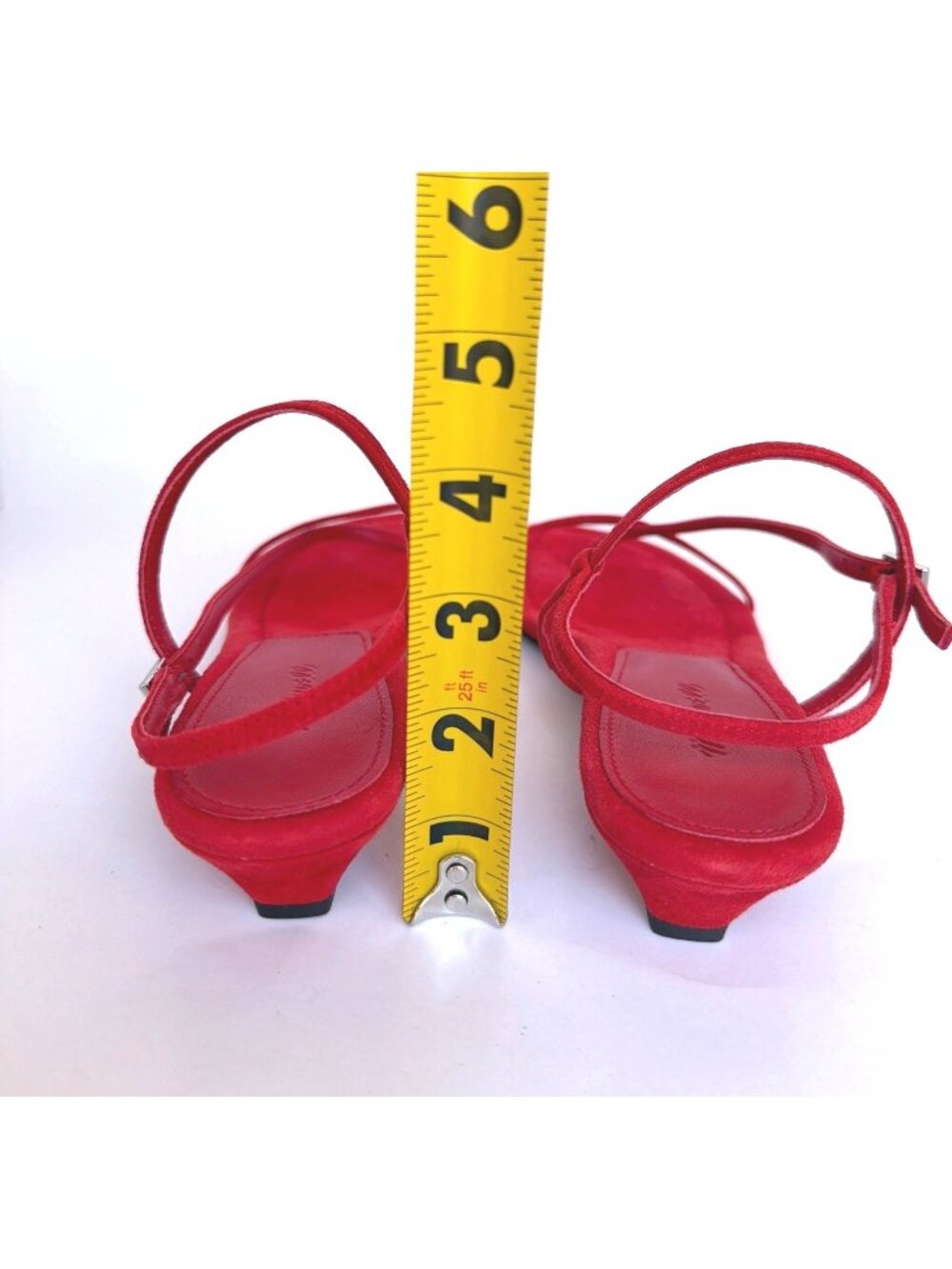 Madewell Maycie T-Strap Sandals Red Suede Low Heel Size 8 - Picture 4 of 9